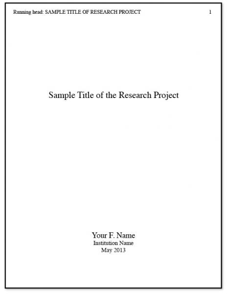 APA Title Page - Example 1