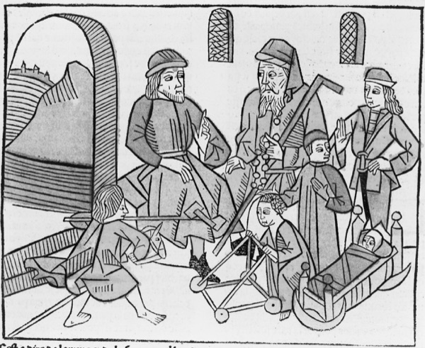 Infancy to old Age - The stages of life. A Woodcut taken from De proprietatibus rerum by Bartholomeus Anglicus
